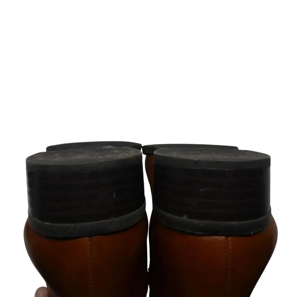 INC International Concepts Fawne Brown Leather Wide Calf Tall Riding Boots